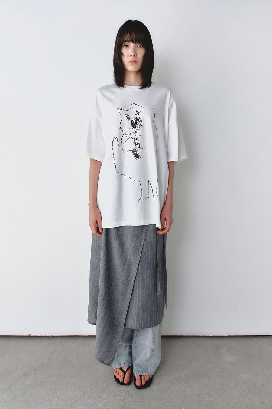 シンギングキャット オーバーサイズTシャツ ホワイト | INSILENCE | HANA(ハナ) #2