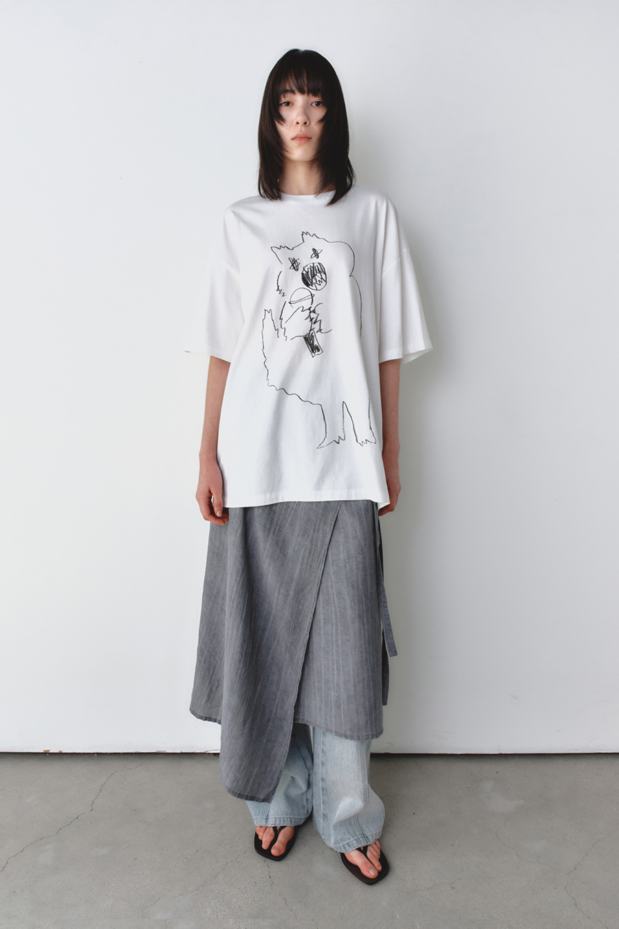 シンギングキャット オーバーサイズTシャツ ホワイト | INSILENCE | HANA(ハナ) #4