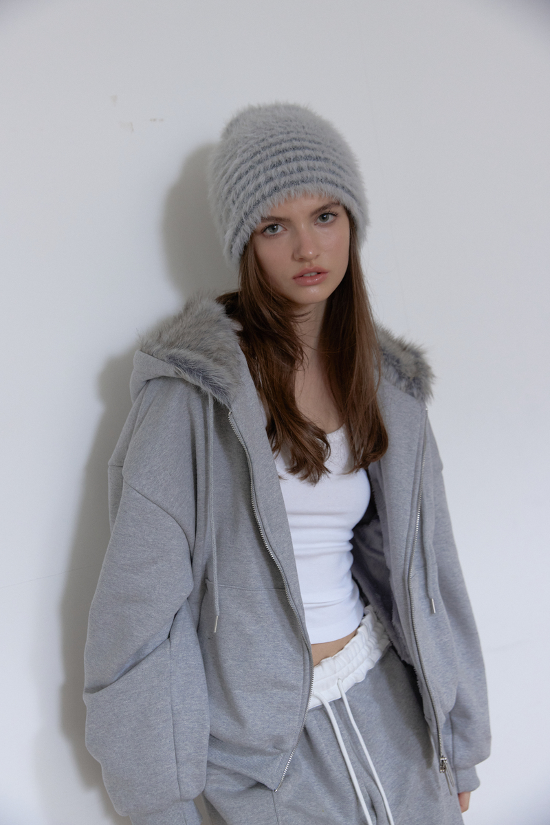 テディファーフード ジップアップ (メランジグレー) | ASURA | HANA(ハナ) #12