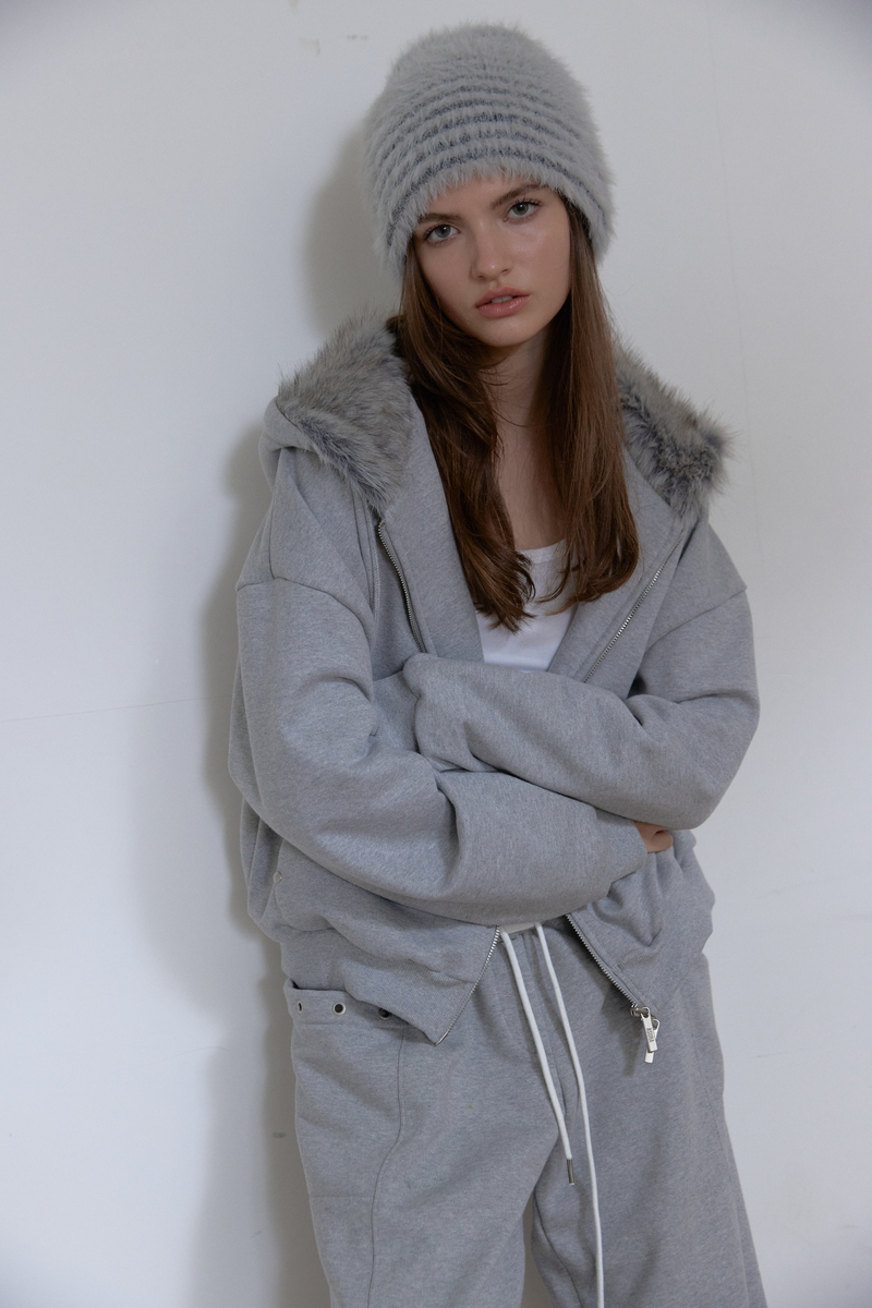 テディファーフード ジップアップ (メランジグレー) | ASURA | HANA(ハナ) #13