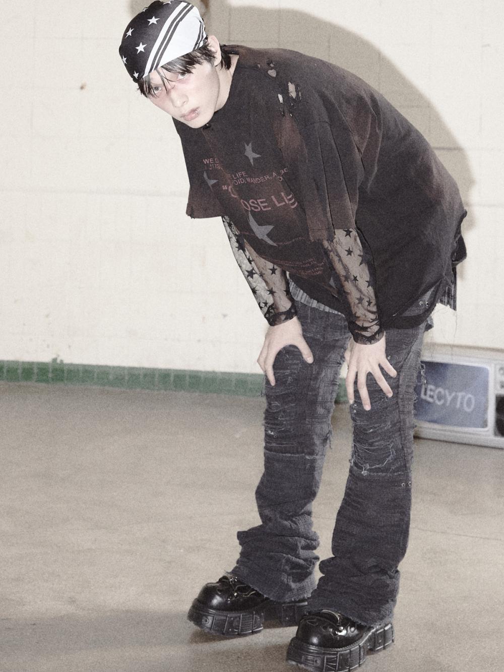 ディストレスト クラック ローライズパンツ_[ブラック] | LECYTO | HANA(ハナ) #8