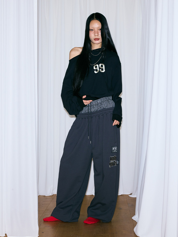 TMH レイヤードスウェットパンツ_チャコール | THE MYSTERIOUS HOTEL | HANA(ハナ) #4