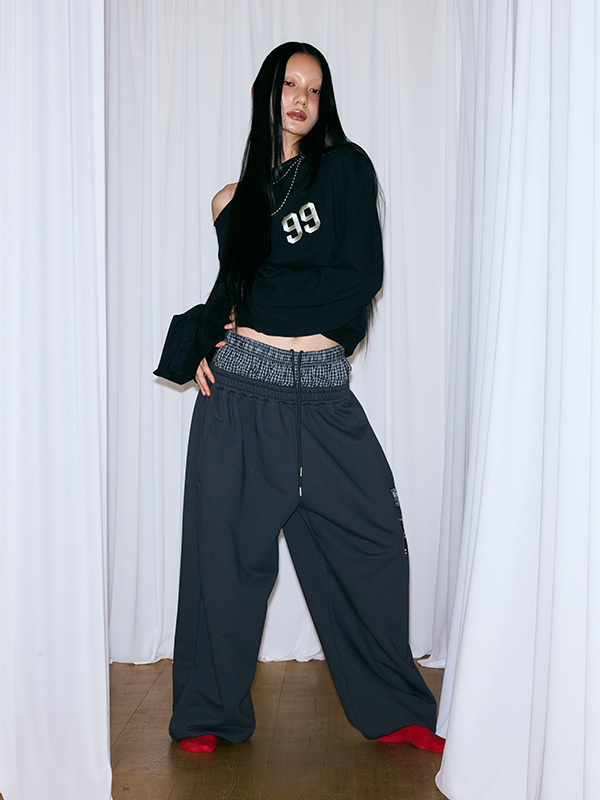 TMH レイヤードスウェットパンツ_チャコール | THE MYSTERIOUS HOTEL | HANA(ハナ) #3