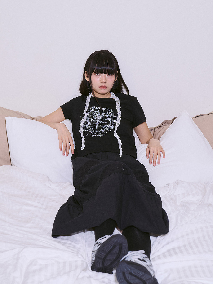 チューリップルーズセミTシャツ_ブラック | ILLIGO | HANA(ハナ) #10