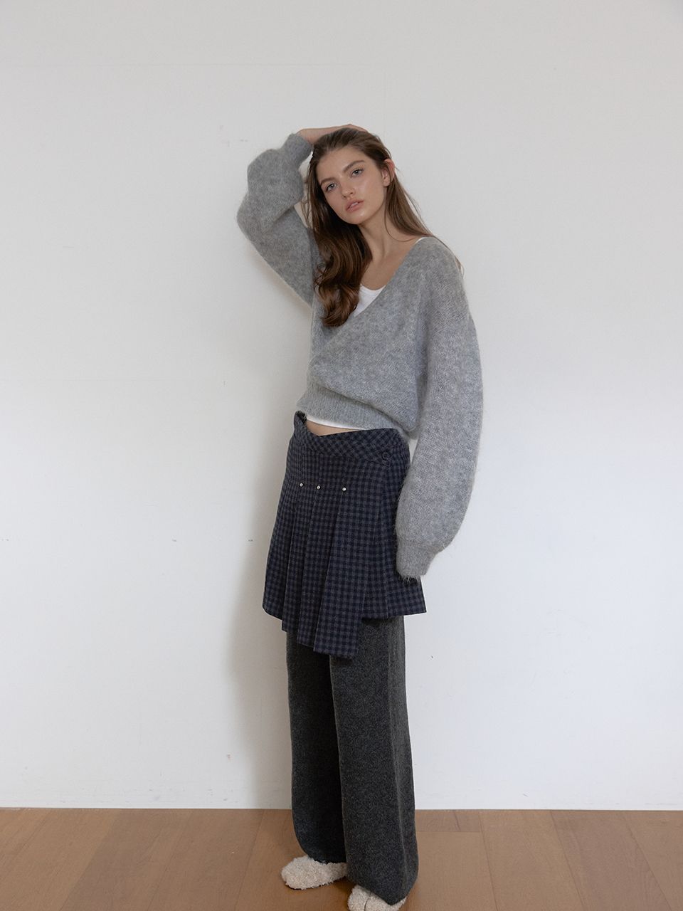 ウールリベットプリーツラップスカート（チェック） | ASURA | HANA(ハナ) #2