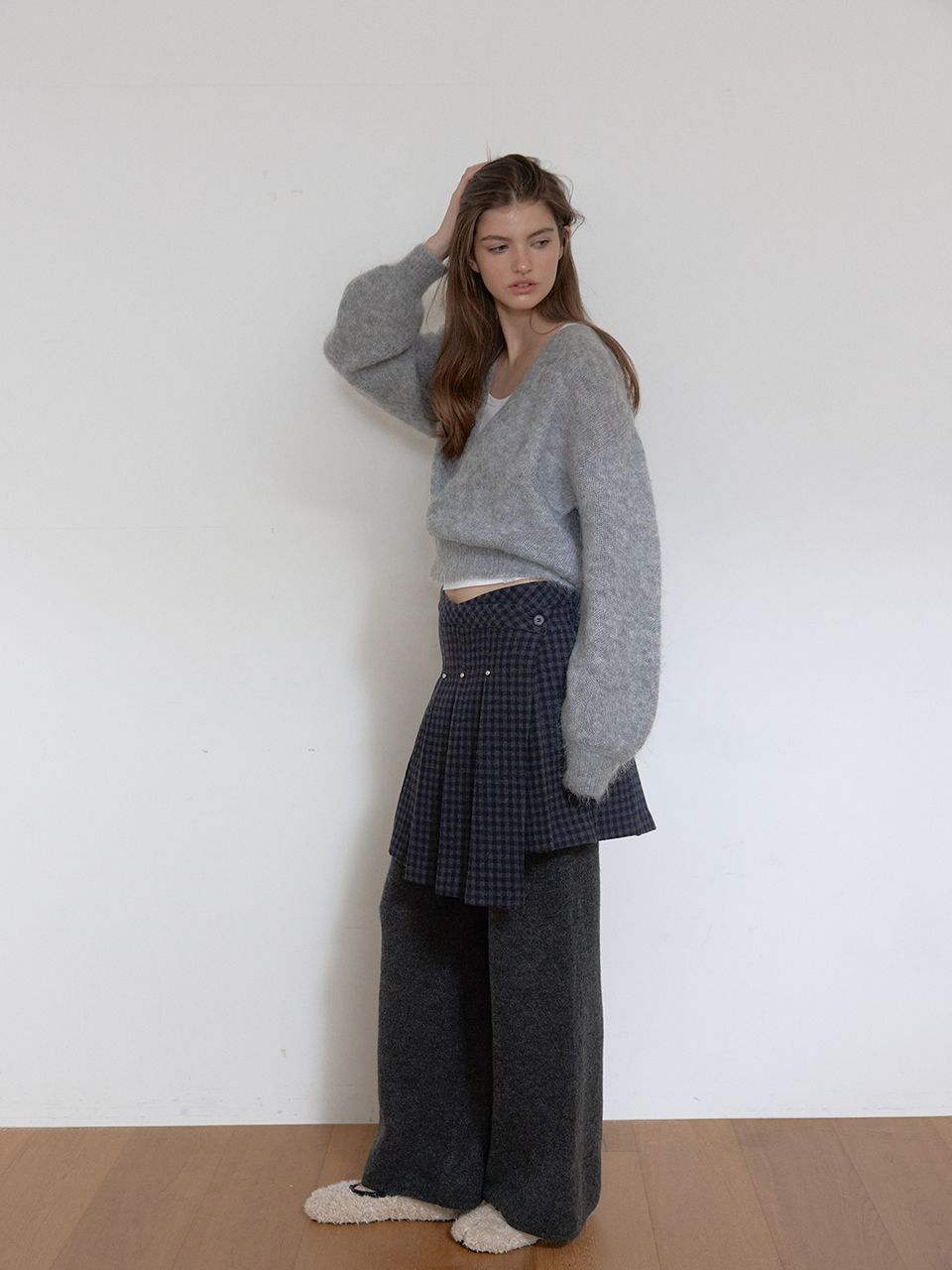 ウールリベットプリーツラップスカート（チェック） | ASURA | HANA(ハナ) #3