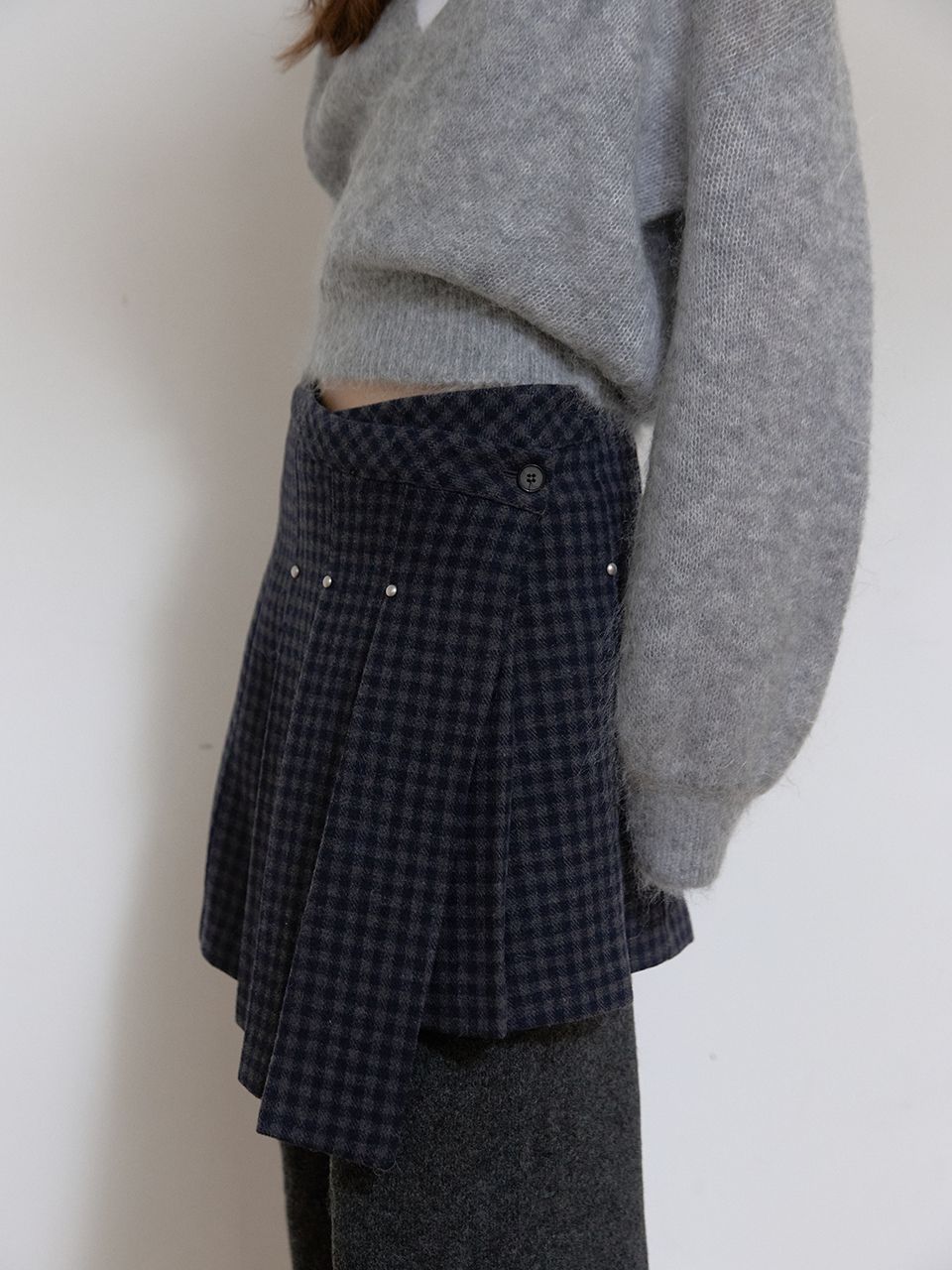 ウールリベットプリーツラップスカート（チェック） | ASURA | HANA(ハナ) #6