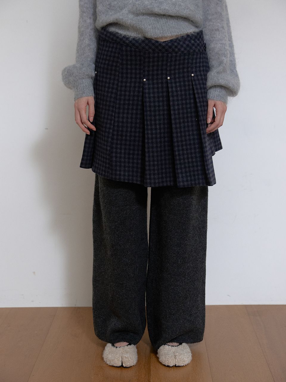 ウールリベットプリーツラップスカート（チェック） | ASURA | HANA(ハナ) #11