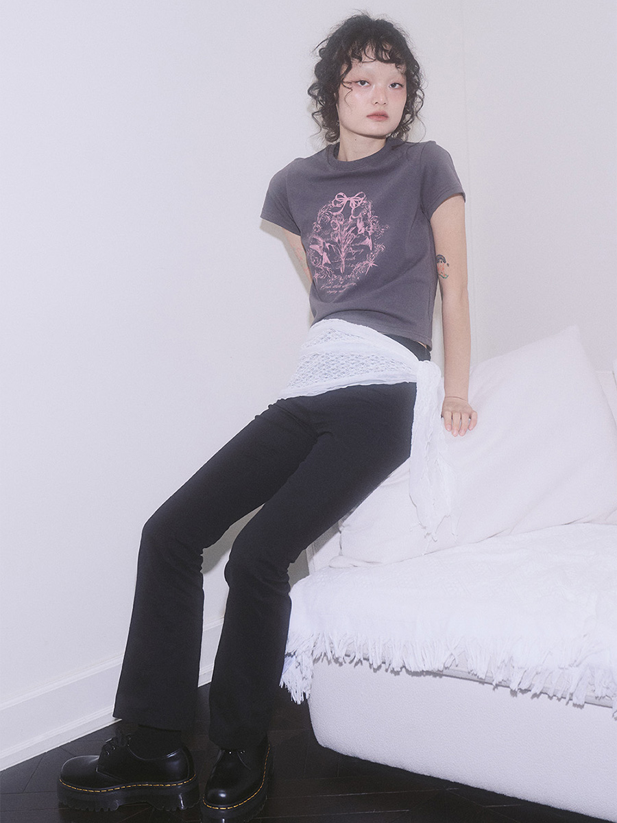 チューリップルーズセミTシャツ_チャコール | ILLIGO | HANA(ハナ) #8