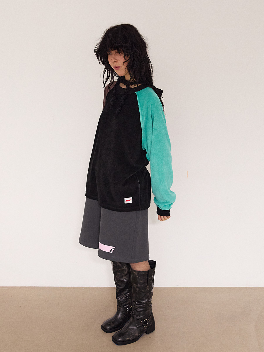 ラグラン コントラストテリー ロングTシャツ_ブラック-ブラウン-ミント | XOXOGOODBOY | HANA(ハナ) #4