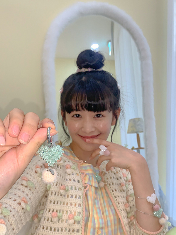 パフハートビーズピアス (ミント) | Swingset | HANA(ハナ) #2