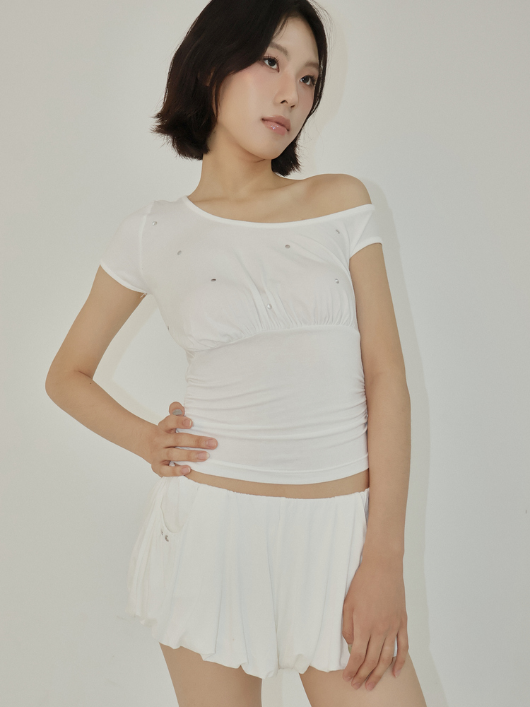 ハーフシャーリングワンショルダーTシャツ (アイボリー) | ASURA | HANA(ハナ) #7