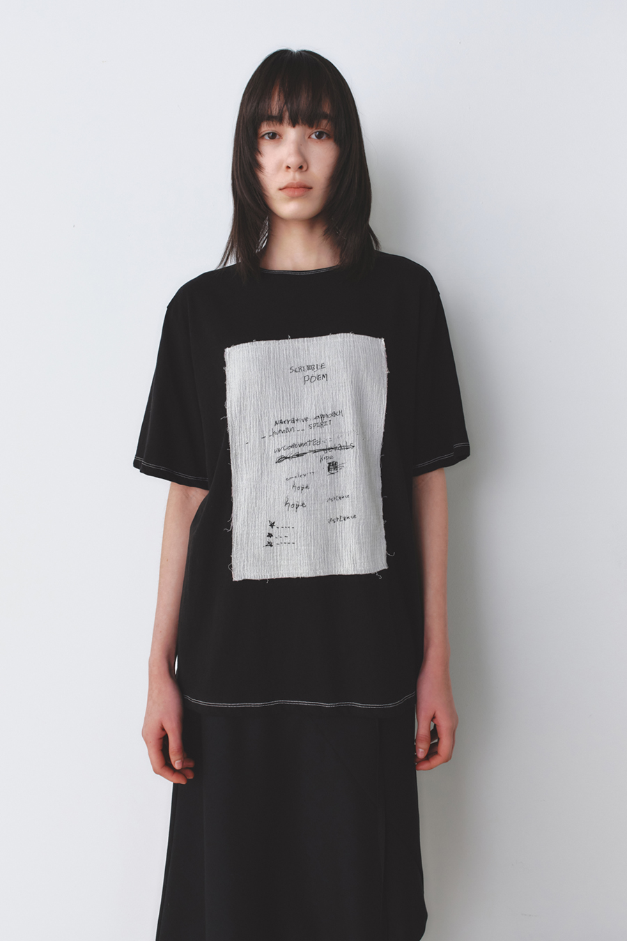 スケッチアップリケTシャツ ブラック | INSILENCE | HANA(ハナ) #4