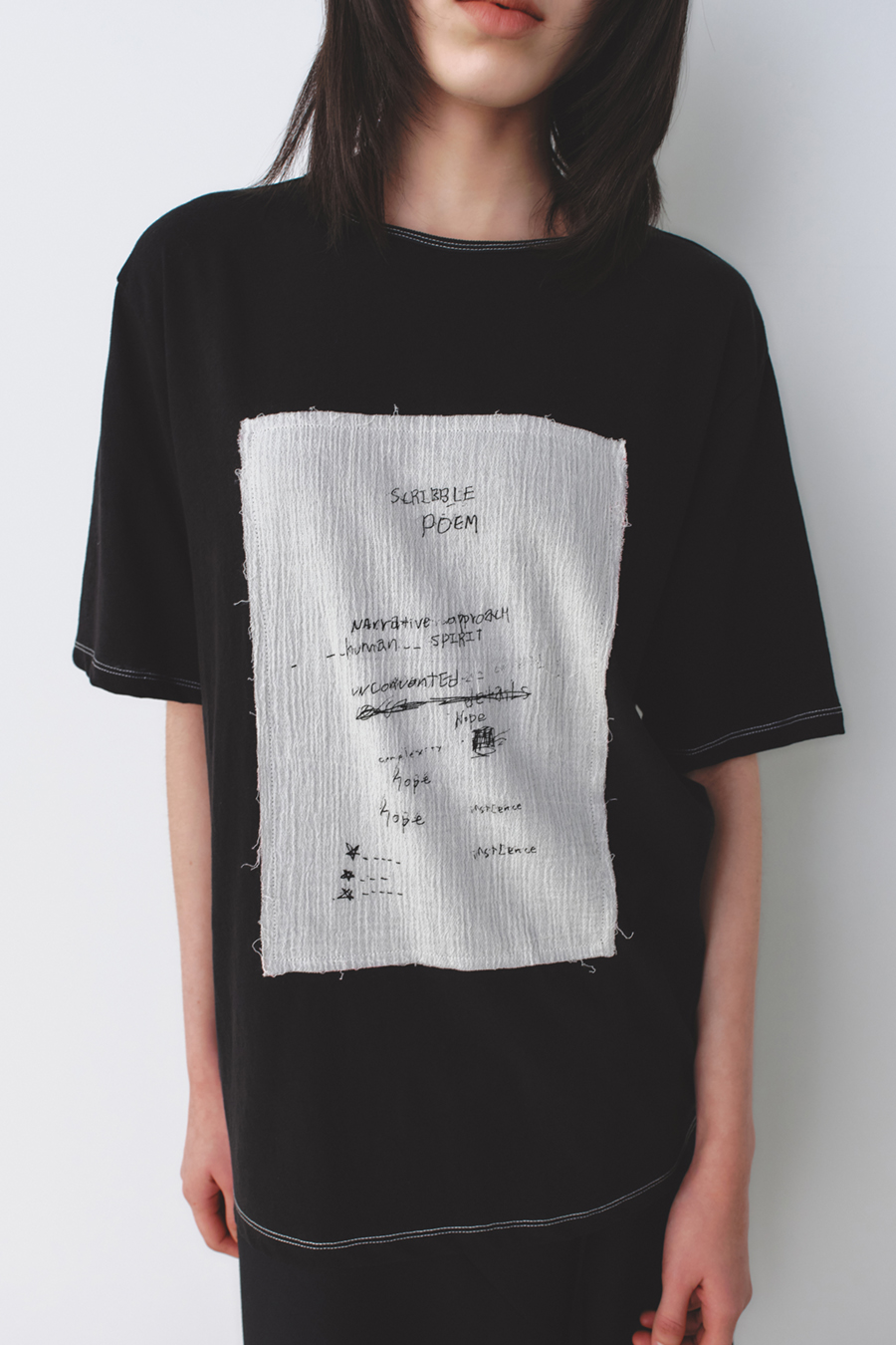 スケッチアップリケTシャツ ブラック | INSILENCE | HANA(ハナ) #5