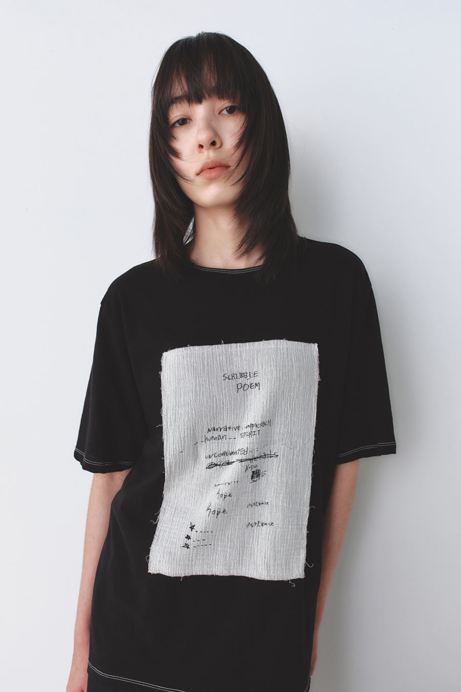 スケッチアップリケTシャツ ブラック | INSILENCE | HANA(ハナ) #6