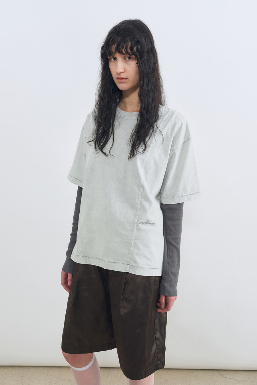 ウォッシュドレタリング Tシャツ ライトグレー | INSILENCE | HANA(ハナ) #6
