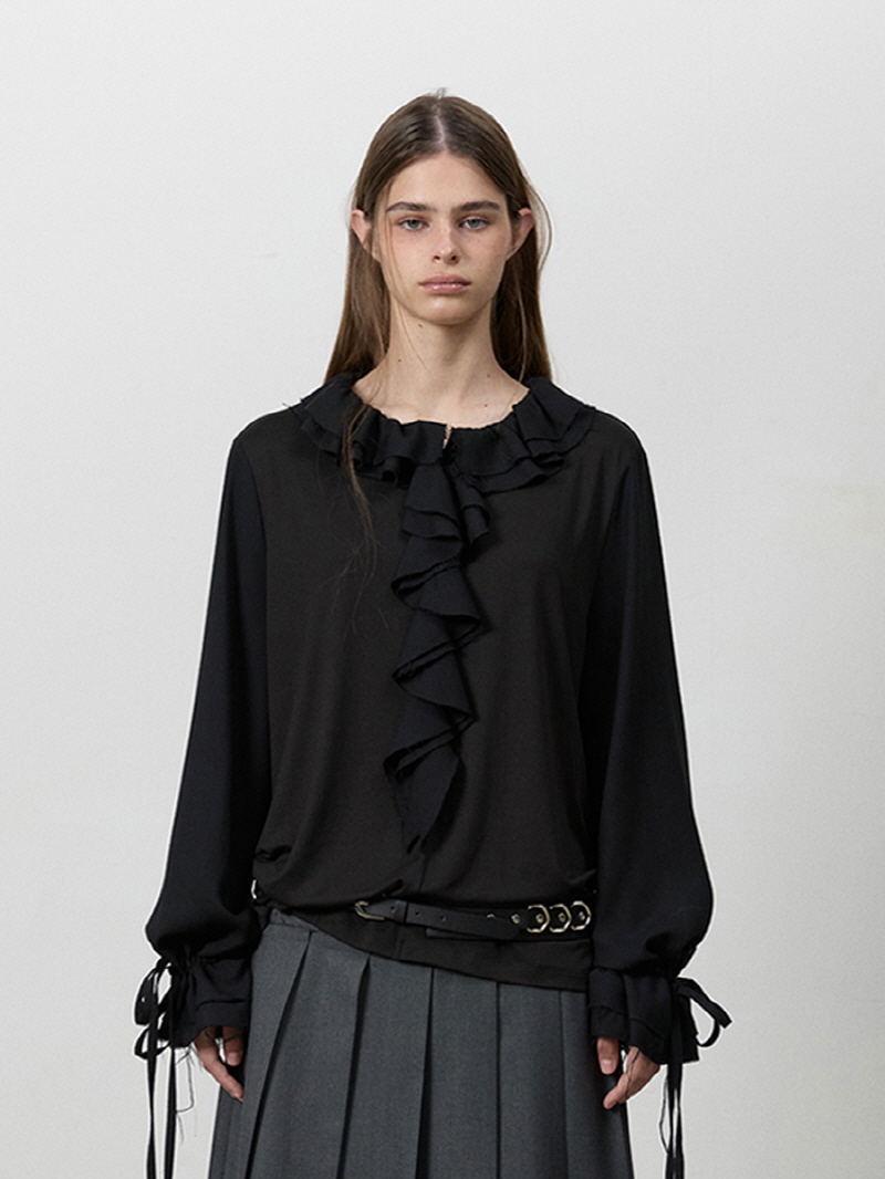 シャーリングフリンジブラウス（ブラック） | THREE TO EIGHTY | HANA(ハナ) #7