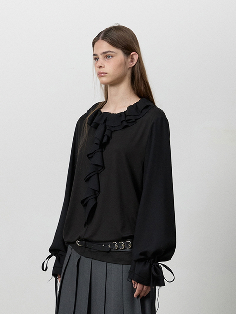 シャーリングフリンジブラウス（ブラック） | THREE TO EIGHTY | HANA(ハナ) #8