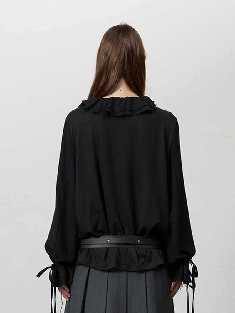 シャーリングフリンジブラウス（ブラック） | THREE TO EIGHTY | HANA(ハナ) #9