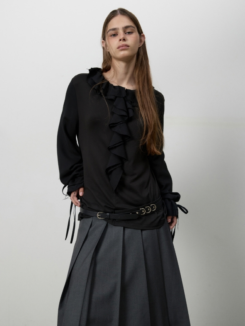 シャーリングフリンジブラウス（ブラック） | THREE TO EIGHTY | HANA(ハナ) #11