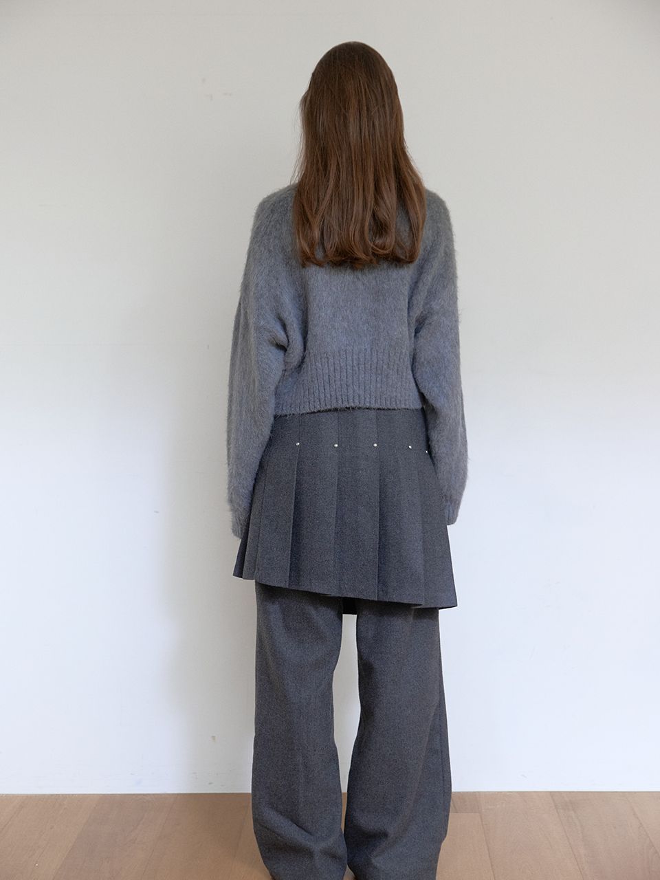 ウールリベットプリーツラップスカート（チャコール） | ASURA | HANA(ハナ) #12