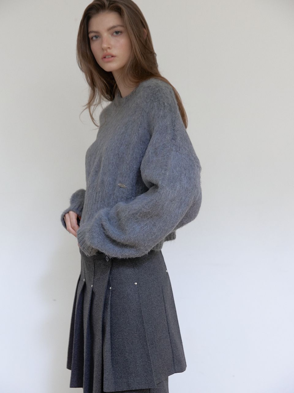 ウールリベットプリーツラップスカート（チャコール） | ASURA | HANA(ハナ) #6