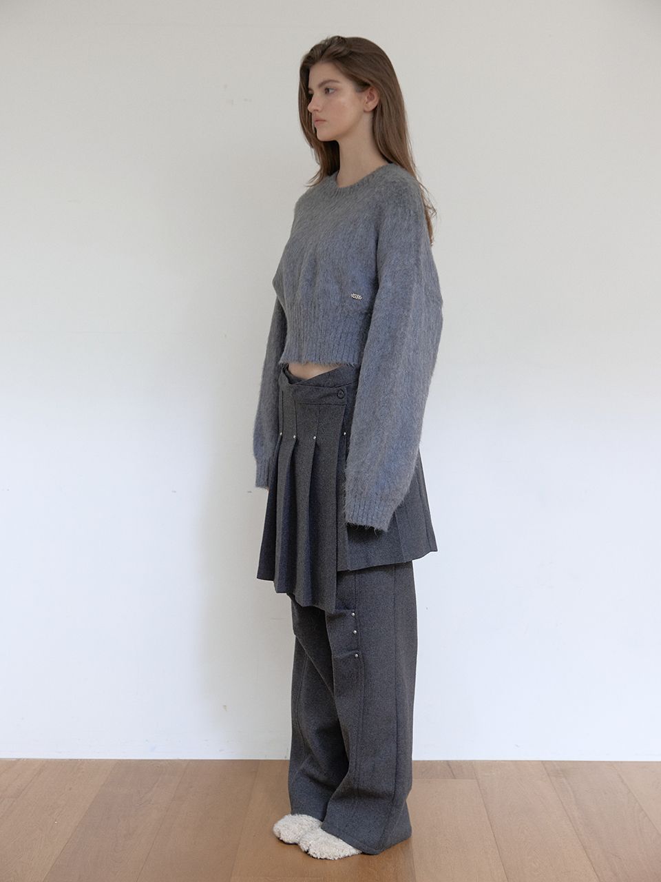 ウールリベットプリーツラップスカート（チャコール） | ASURA | HANA(ハナ) #11