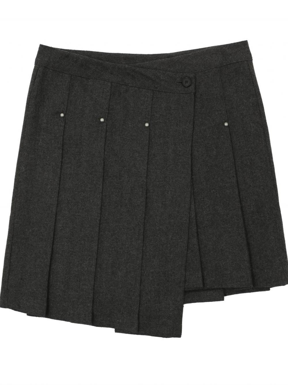 ウールリベットプリーツラップスカート（チャコール） | ASURA | HANA(ハナ) #14