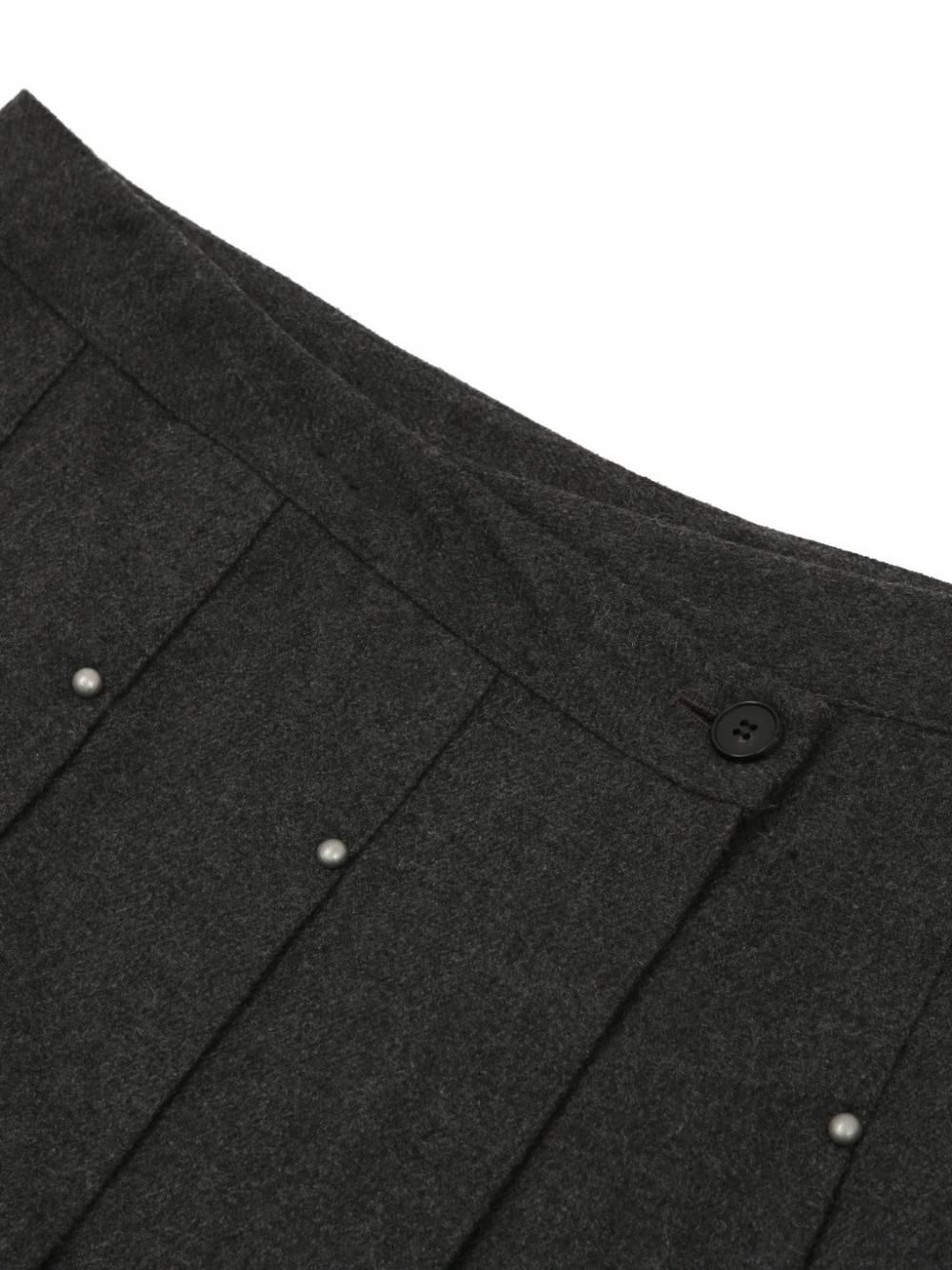 ウールリベットプリーツラップスカート（チャコール） | ASURA | HANA(ハナ) #15