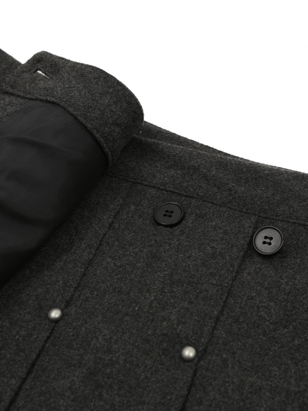 ウールリベットプリーツラップスカート（チャコール） | ASURA | HANA(ハナ) #17