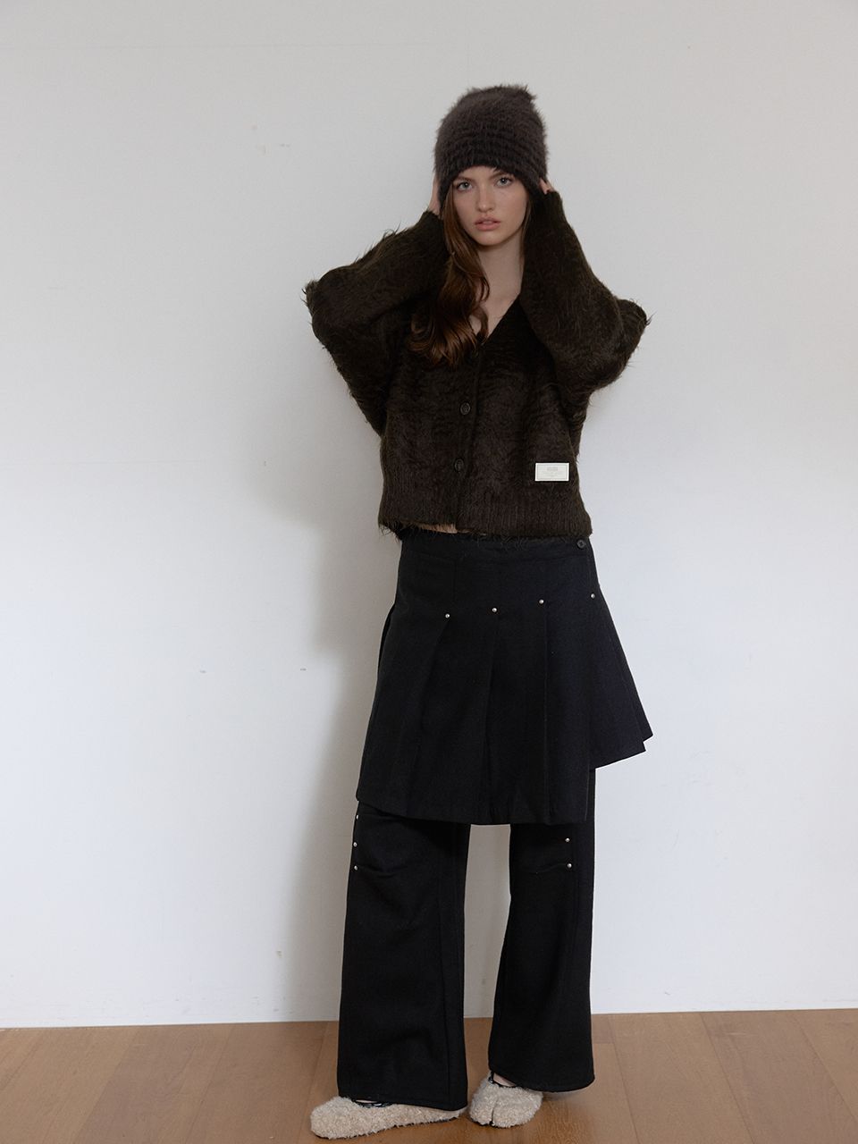 ウールリベットプリーツラップスカート（ブラック） | ASURA | HANA(ハナ) #9