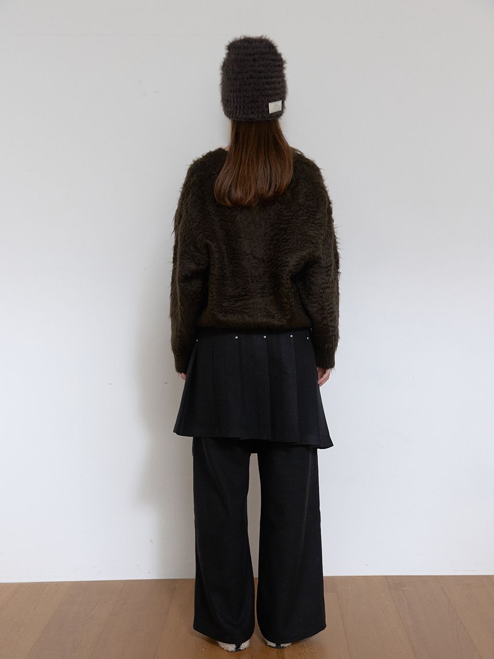 ウールリベットプリーツラップスカート（ブラック） | ASURA | HANA(ハナ)