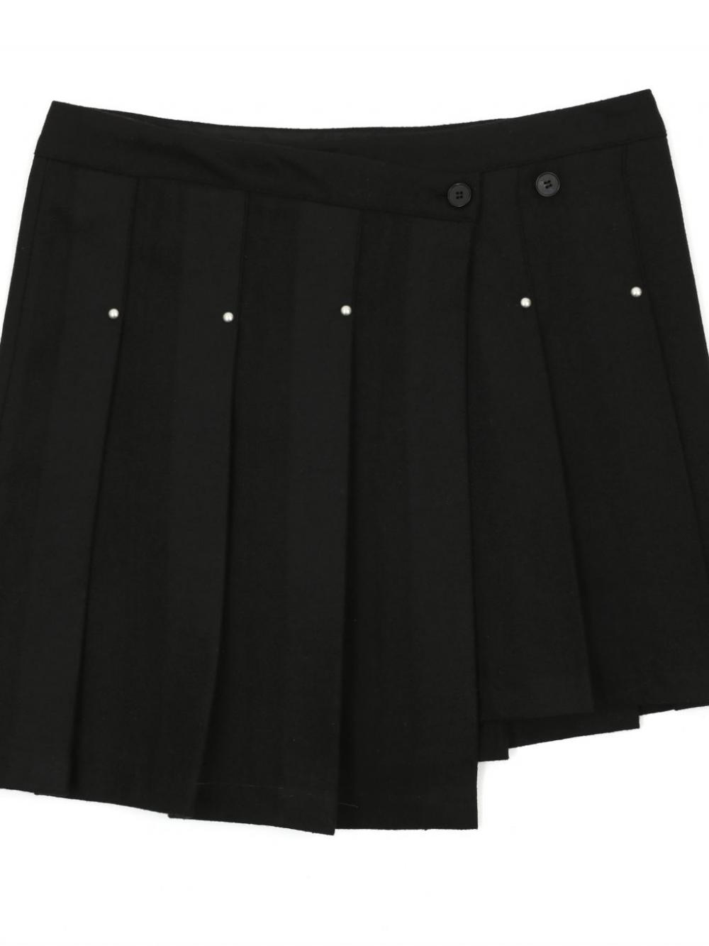 ウールリベットプリーツラップスカート（ブラック） | ASURA | HANA(ハナ) #13