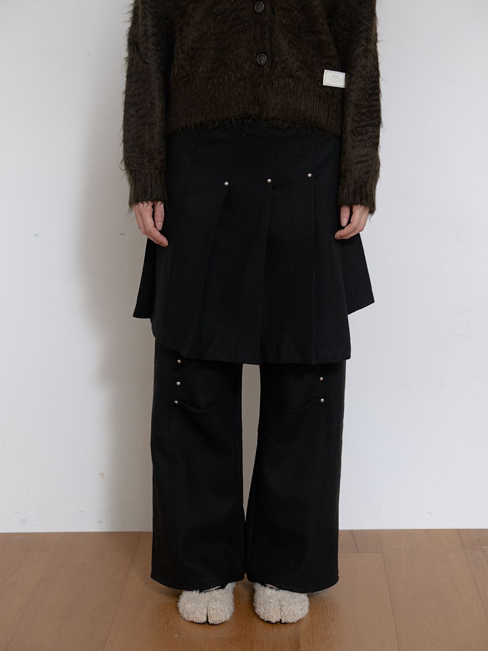 ウールリベットプリーツラップスカート（ブラック） | ASURA | HANA(ハナ) #5