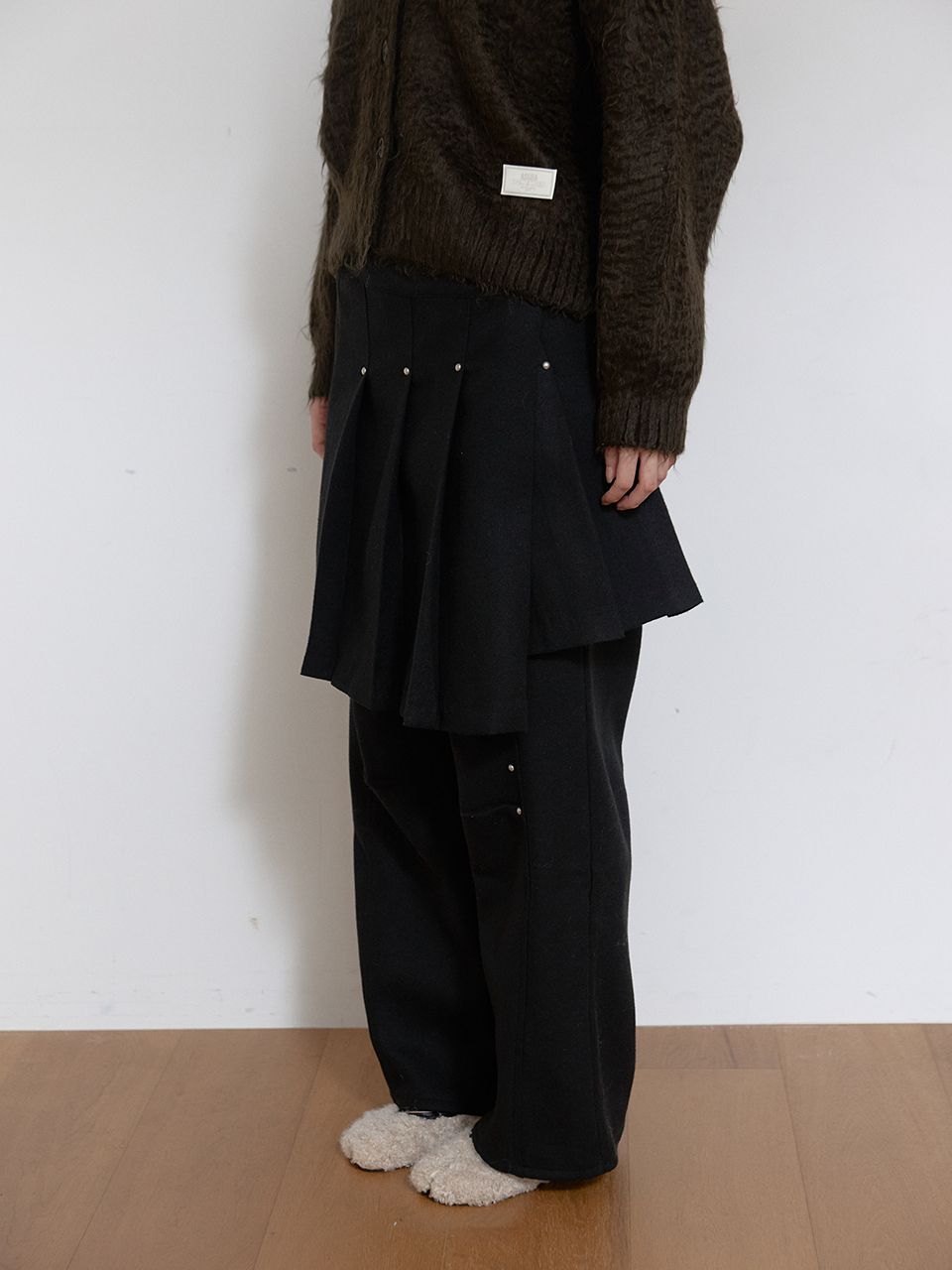 ウールリベットプリーツラップスカート（ブラック） | ASURA | HANA(ハナ) #6