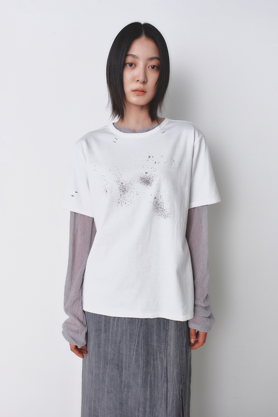グランジ スプレー Tシャツ ホワイト | INSILENCE | HANA(ハナ) #3