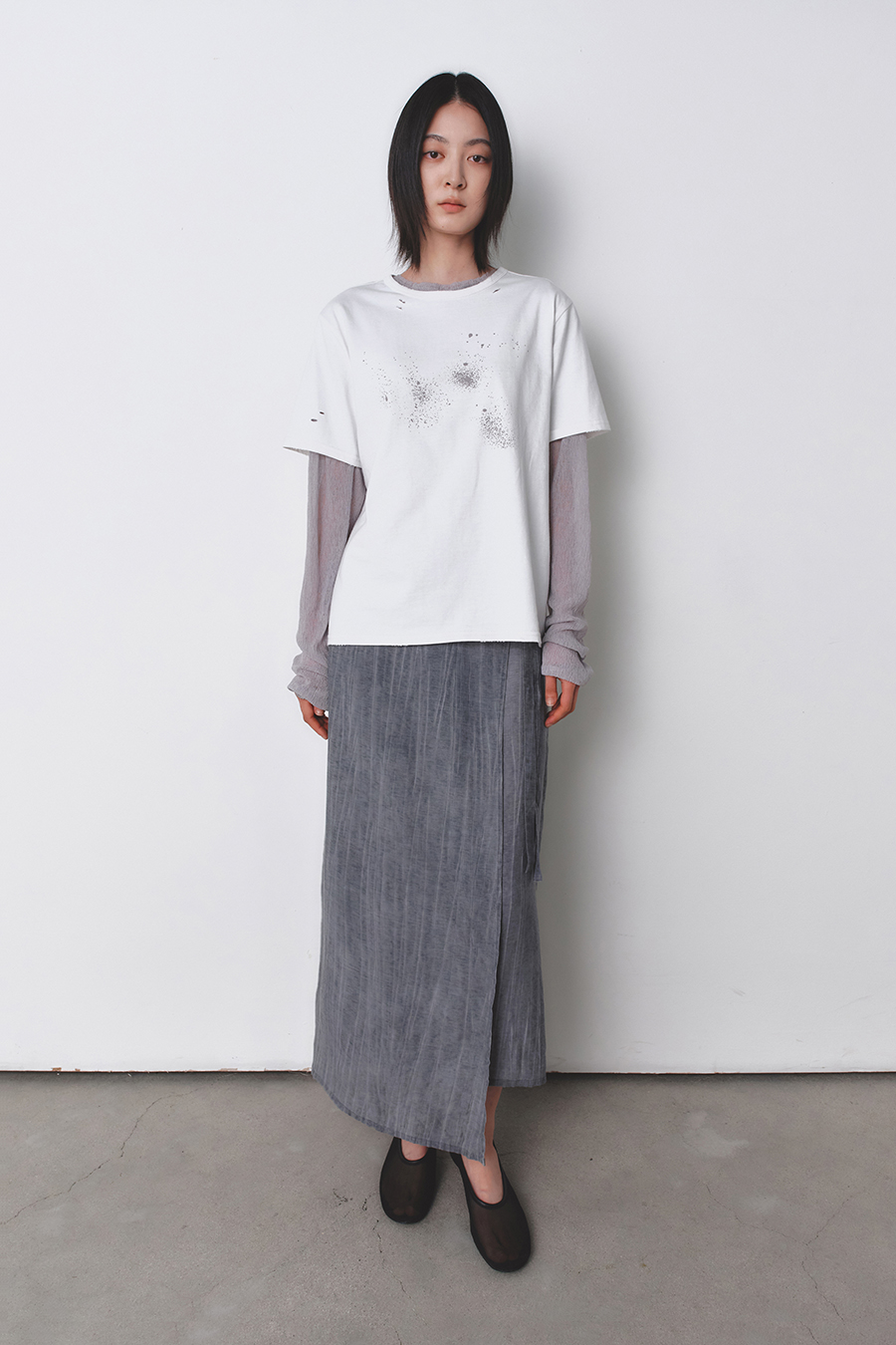 グランジ スプレー Tシャツ ホワイト | INSILENCE | HANA(ハナ) #4