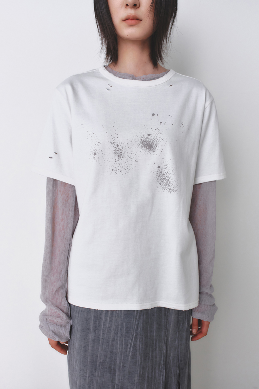 グランジ スプレー Tシャツ ホワイト | INSILENCE | HANA(ハナ) #2