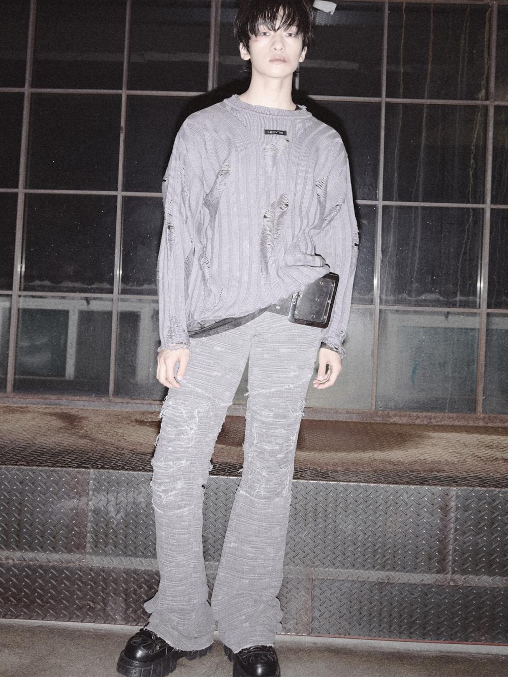 ディストレスト クラック ローライズパンツ_[グレー] | LECYTO | HANA(ハナ) #3