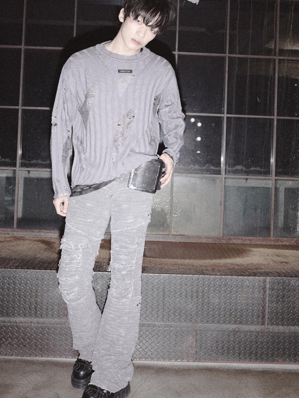 ディストレスト クラック ローライズパンツ_[グレー] | LECYTO | HANA(ハナ) #4