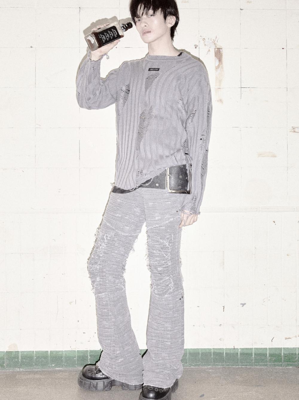 ディストレスト クラック ローライズパンツ_[グレー] | LECYTO | HANA(ハナ) #5