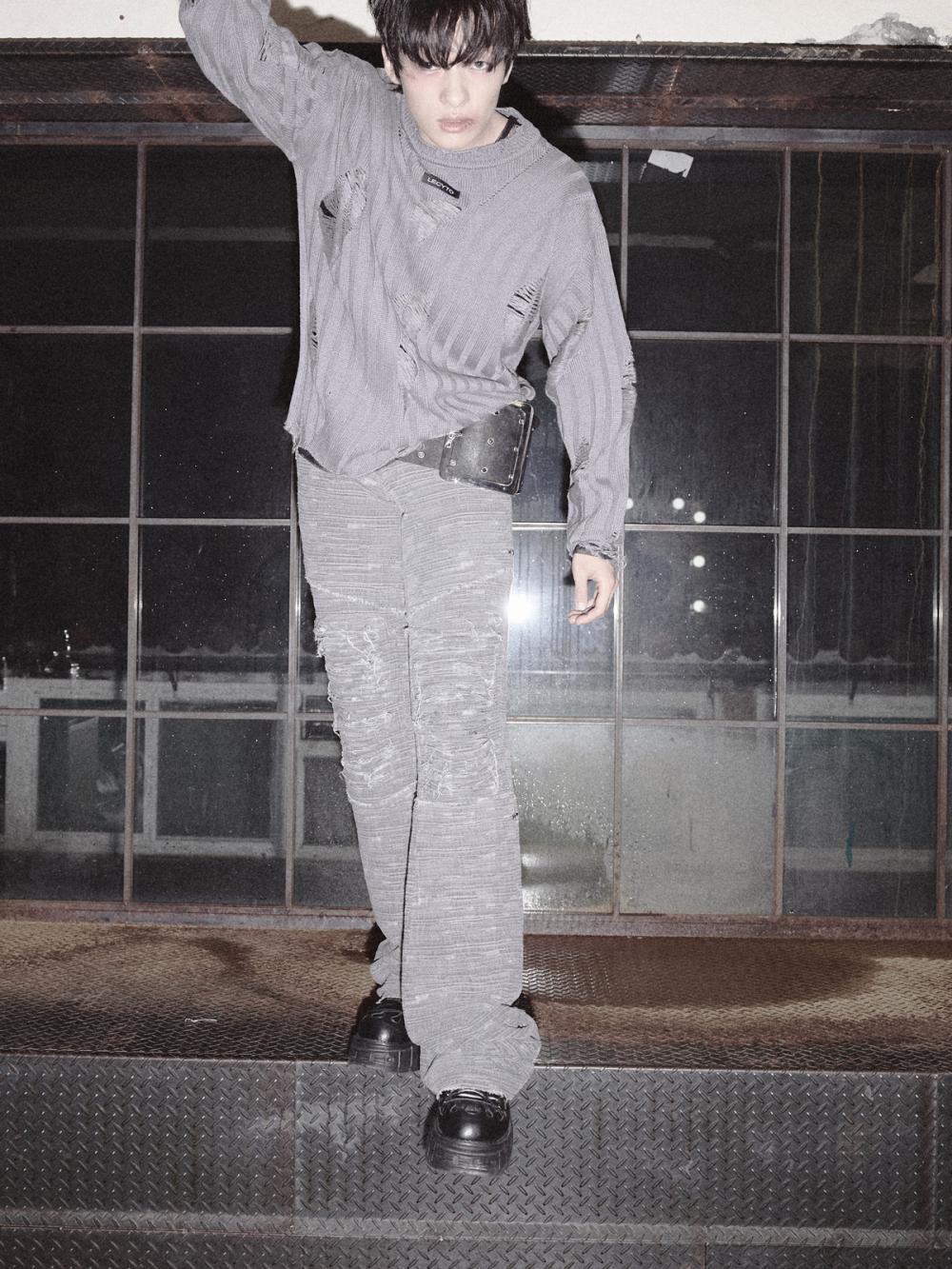 ディストレスト クラック ローライズパンツ_[グレー] | LECYTO | HANA(ハナ) #6