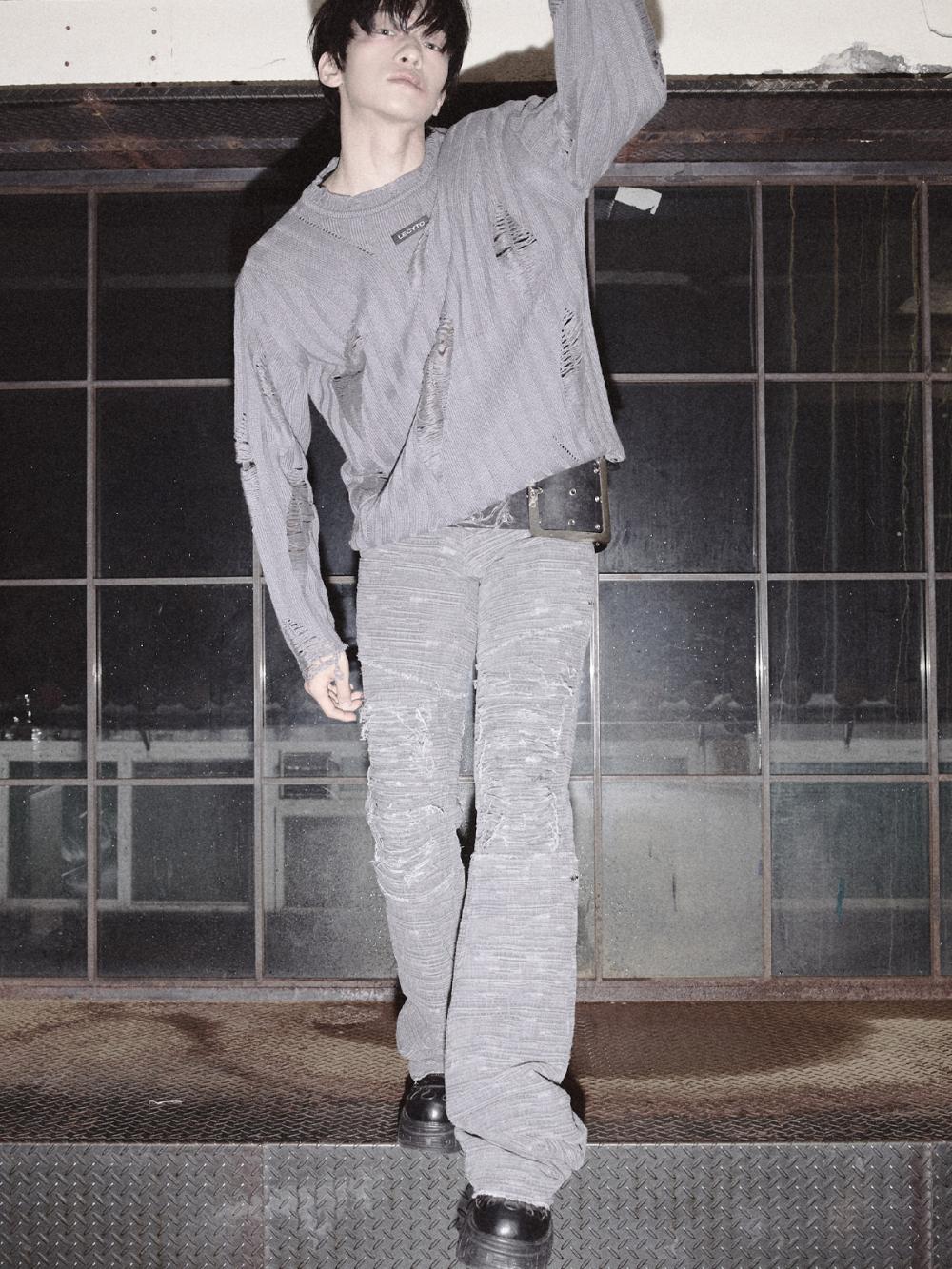 ディストレスト クラック ローライズパンツ_[グレー] | LECYTO | HANA(ハナ) #7