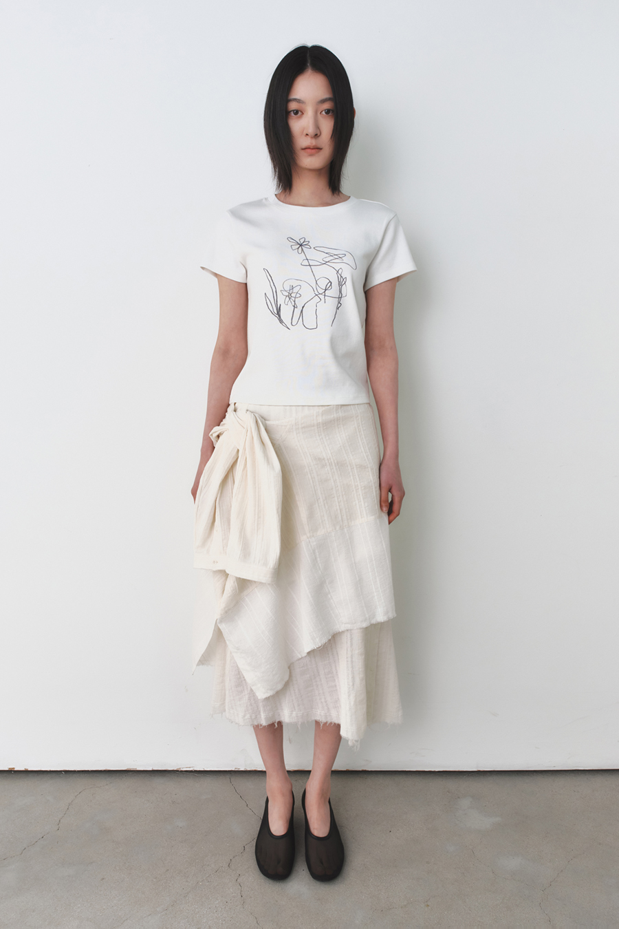 ドローイング フィット Tシャツ ホワイト | INSILENCE | HANA(ハナ) #3