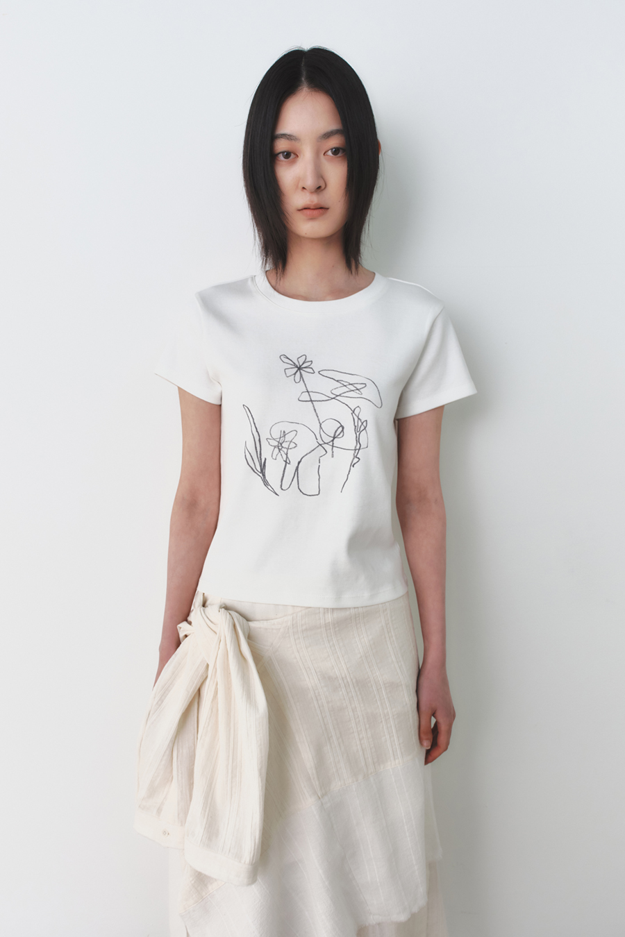 ドローイング フィット Tシャツ ホワイト | INSILENCE | HANA(ハナ) #5