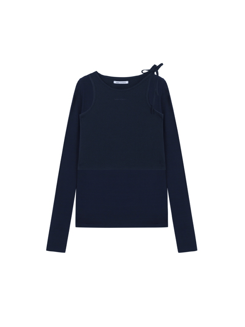 ノットストラップレイヤードTシャツ（ブラウンネイビー） | THREE TO EIGHTY | HANA(ハナ) #2