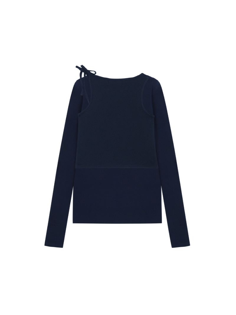 ノットストラップレイヤードTシャツ（ブラウンネイビー） | THREE TO EIGHTY | HANA(ハナ) #3