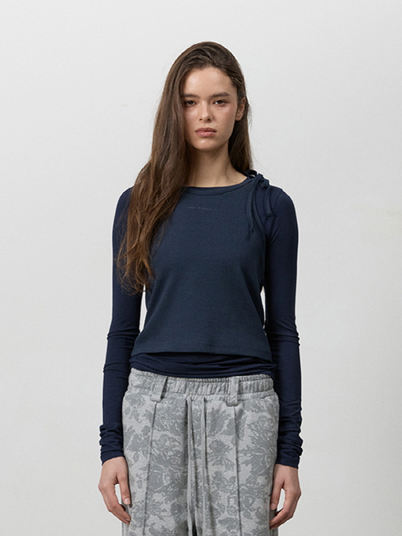 ノットストラップレイヤードTシャツ（ブラウンネイビー） | THREE TO EIGHTY | HANA(ハナ) #7