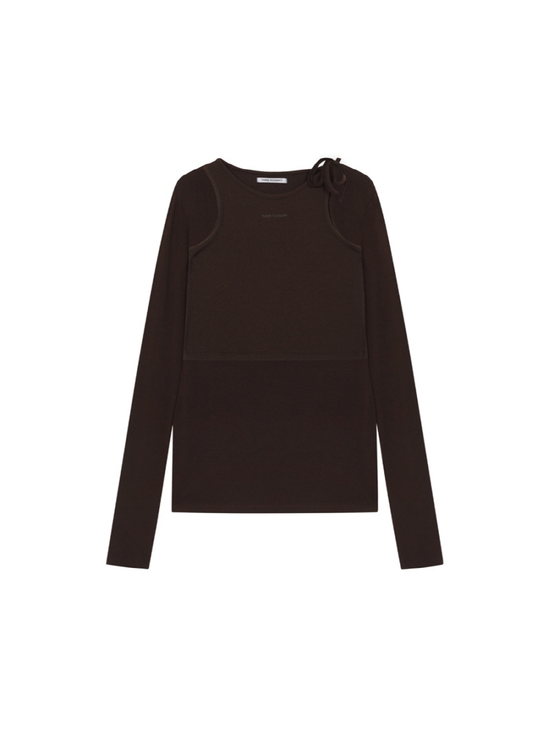 ノットストラップレイヤードTシャツ（ブラウン） | THREE TO EIGHTY | HANA(ハナ) #2