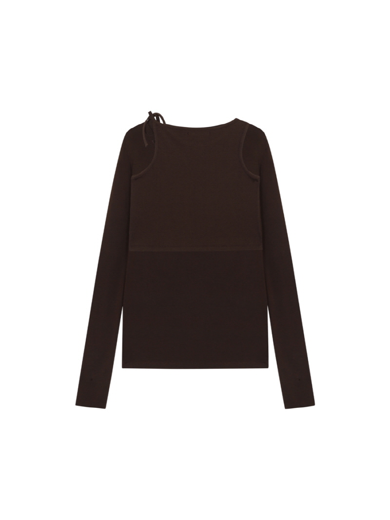 ノットストラップレイヤードTシャツ（ブラウン） | THREE TO EIGHTY | HANA(ハナ) #3